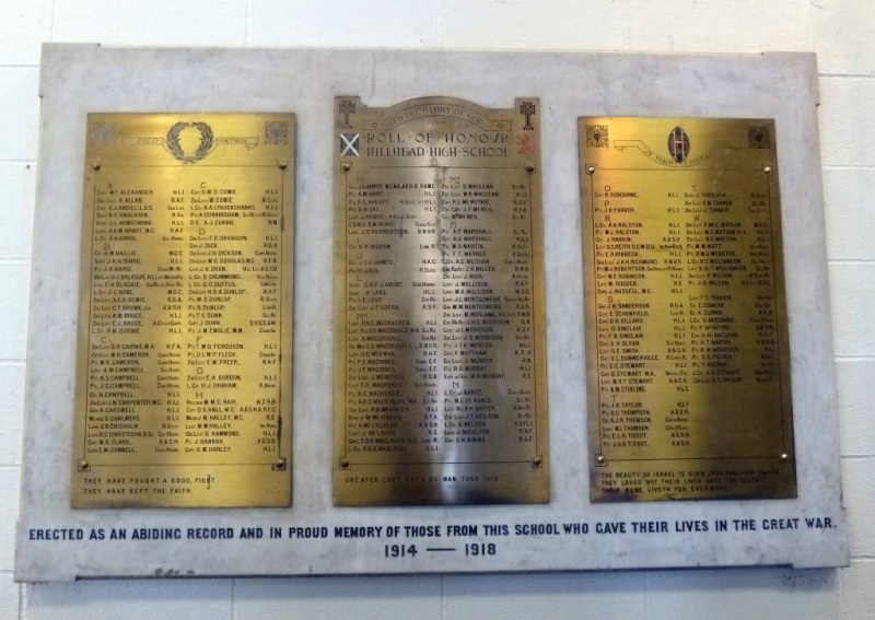 Richard Arroll Glasgow Hillhead School memorial